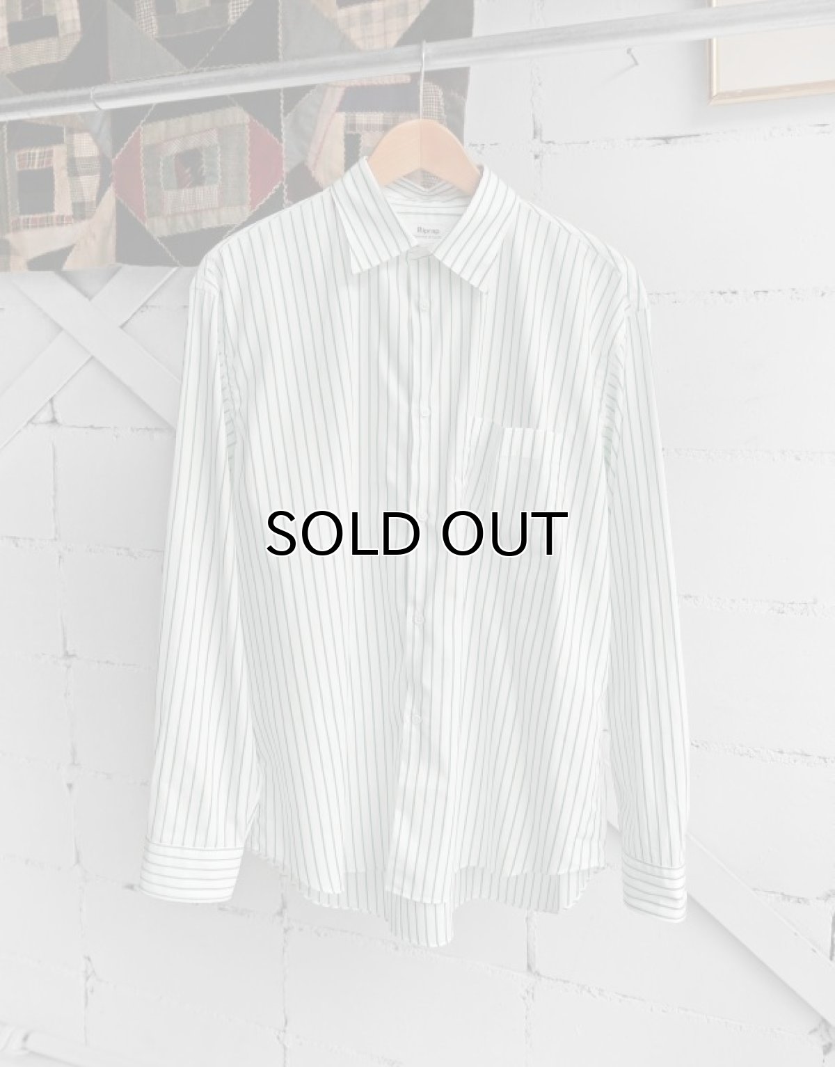 画像1: Riprap "REGULAR COLLAR SHIRT" -POPLIN STRIPE-　color WHITE/KELLY GREEN (1)