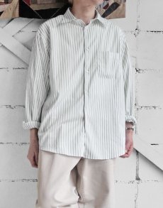 画像6: Riprap "REGULAR COLLAR SHIRT" -POPLIN STRIPE-　color WHITE/KELLY GREEN (6)