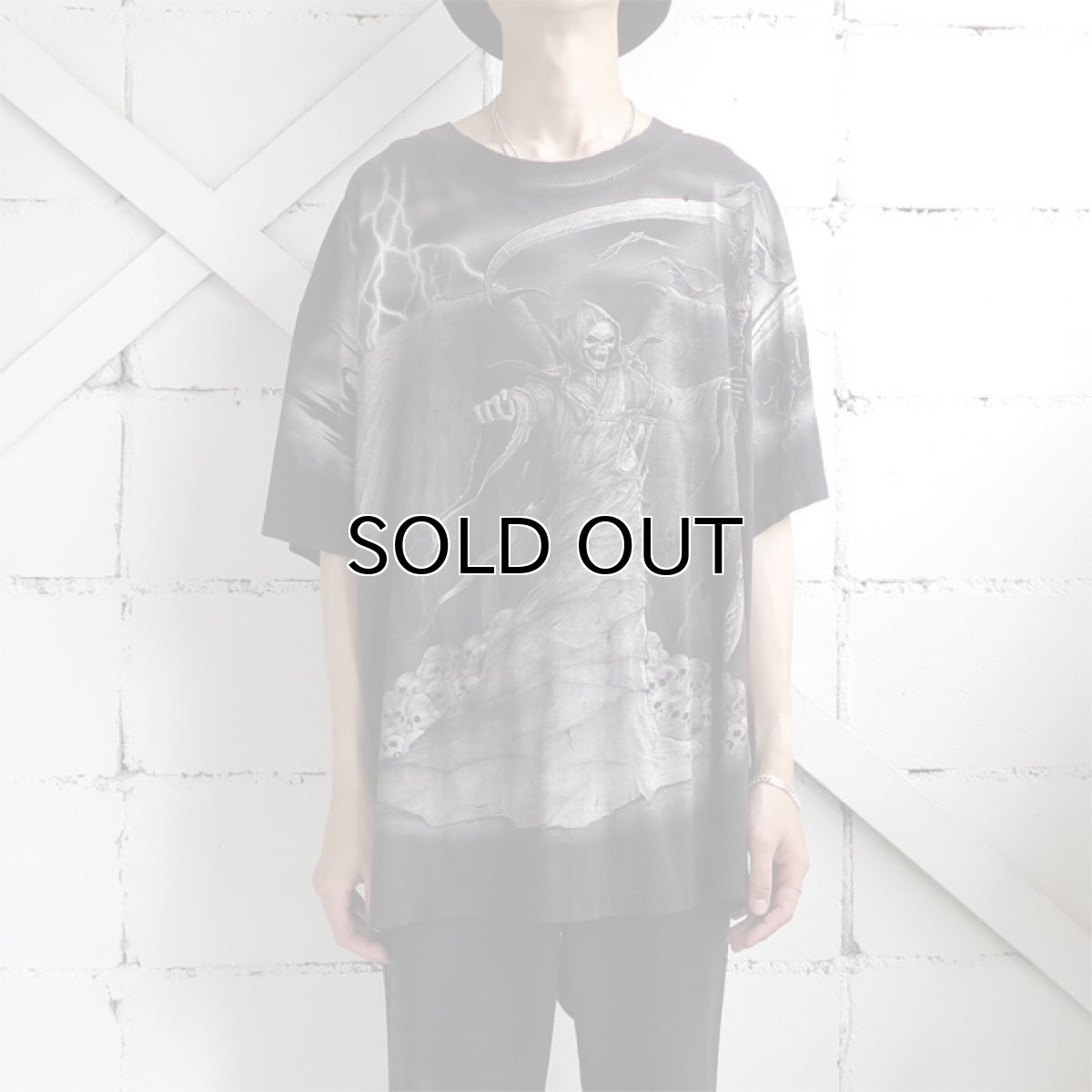 画像2: ~1990's "Grim Reaper" All Over Print T-Shirt　 BLACK　size XXL (2)