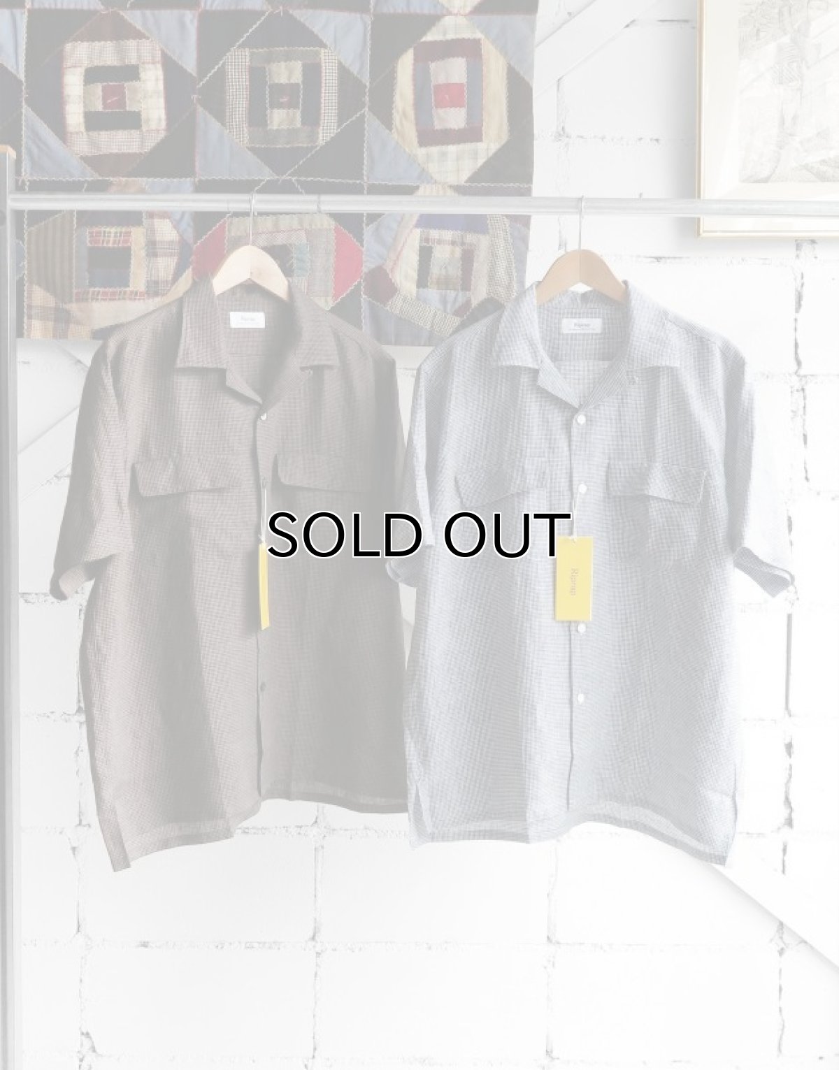 画像9: Riprap "OPEN COLLAR S/S SHIRT" -LINEN GINGHAM CHECK-　color GREY/BLACK (9)