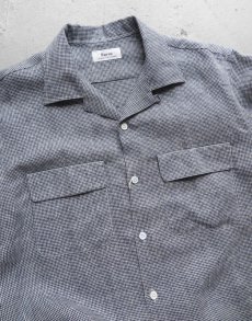 画像4: Riprap "OPEN COLLAR S/S SHIRT" -LINEN GINGHAM CHECK-　color WHITE/BLUE (4)