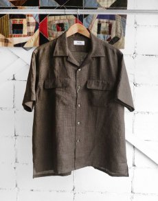 画像1: Riprap "OPEN COLLAR S/S SHIRT" -LINEN GINGHAM CHECK-　color GREY/BLACK (1)