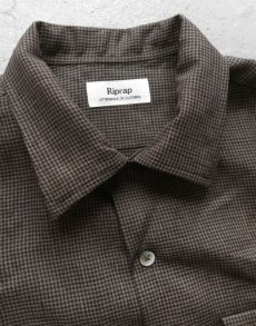 画像4: Riprap "OPEN COLLAR S/S SHIRT" -LINEN GINGHAM CHECK-　color GREY/BLACK (4)