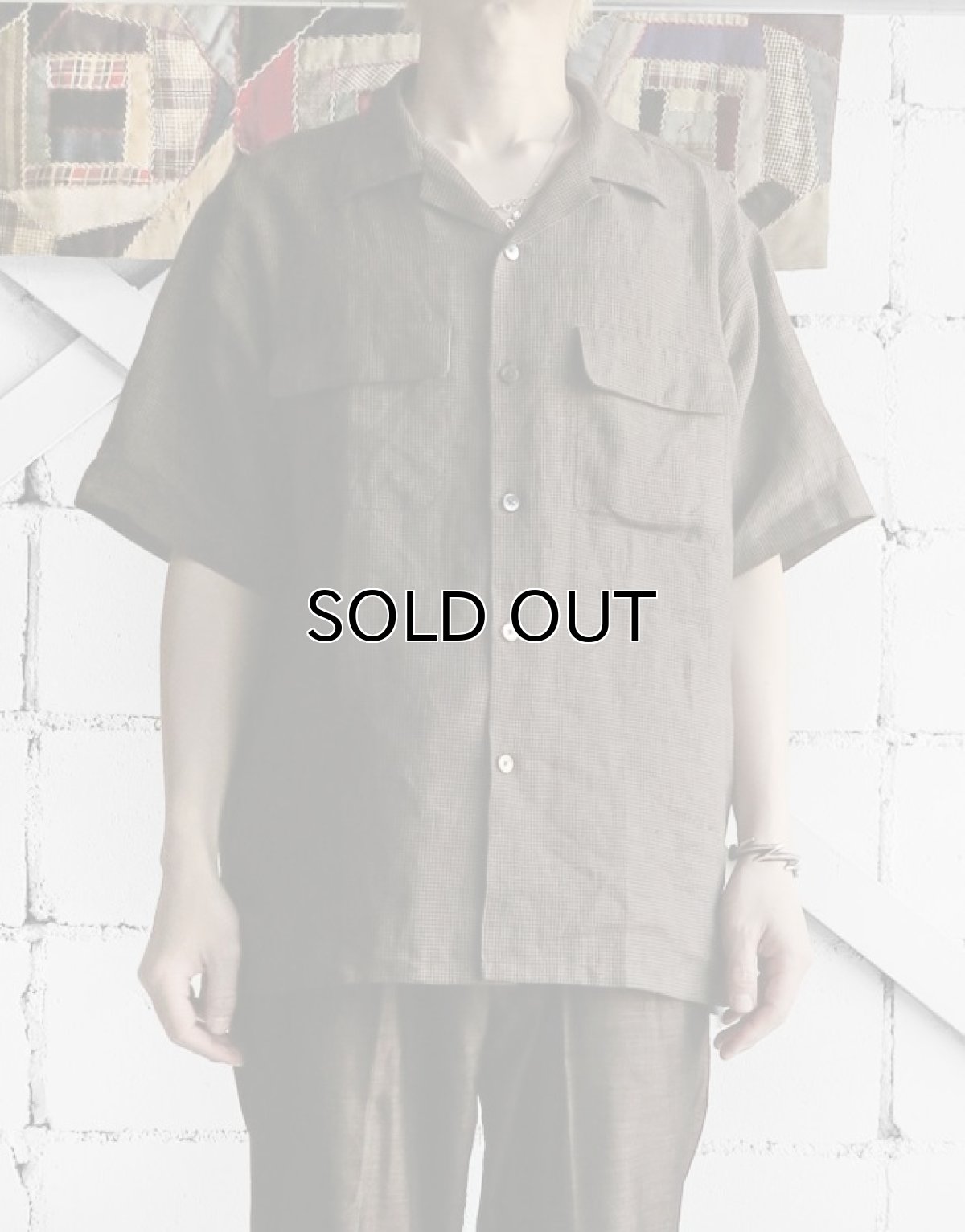 画像8: Riprap "OPEN COLLAR S/S SHIRT" -LINEN GINGHAM CHECK-　color GREY/BLACK (8)