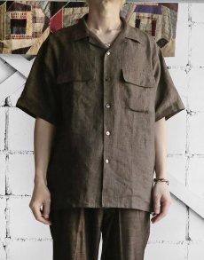 画像8: Riprap "OPEN COLLAR S/S SHIRT" -LINEN GINGHAM CHECK-　color GREY/BLACK (8)