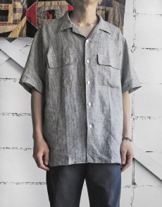 画像9: Riprap "OPEN COLLAR S/S SHIRT" -LINEN GINGHAM CHECK-　color WHITE/BLUE (9)