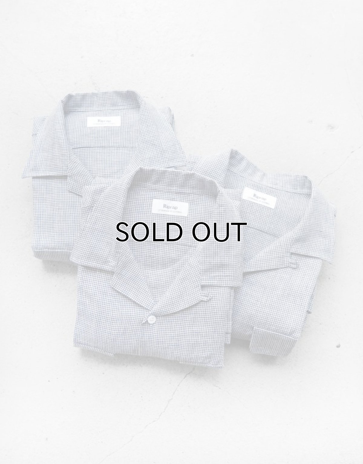 画像8: Riprap "OPEN COLLAR S/S SHIRT" -LINEN GINGHAM CHECK-　color WHITE/BLUE (8)