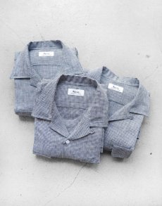 画像8: Riprap "OPEN COLLAR S/S SHIRT" -LINEN GINGHAM CHECK-　color WHITE/BLUE (8)