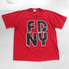 画像1: 1990's "FDNY" Print T-Shirt　RED　size L (1)