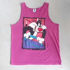 画像1: 1990's SIX FLAGS "LOONEY TUNES" Print Tank Top　PINK　size M-L (1)