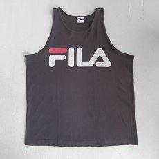 画像1: 1990's "FILA" Logo Print Tank Top　BLACK　size L (1)