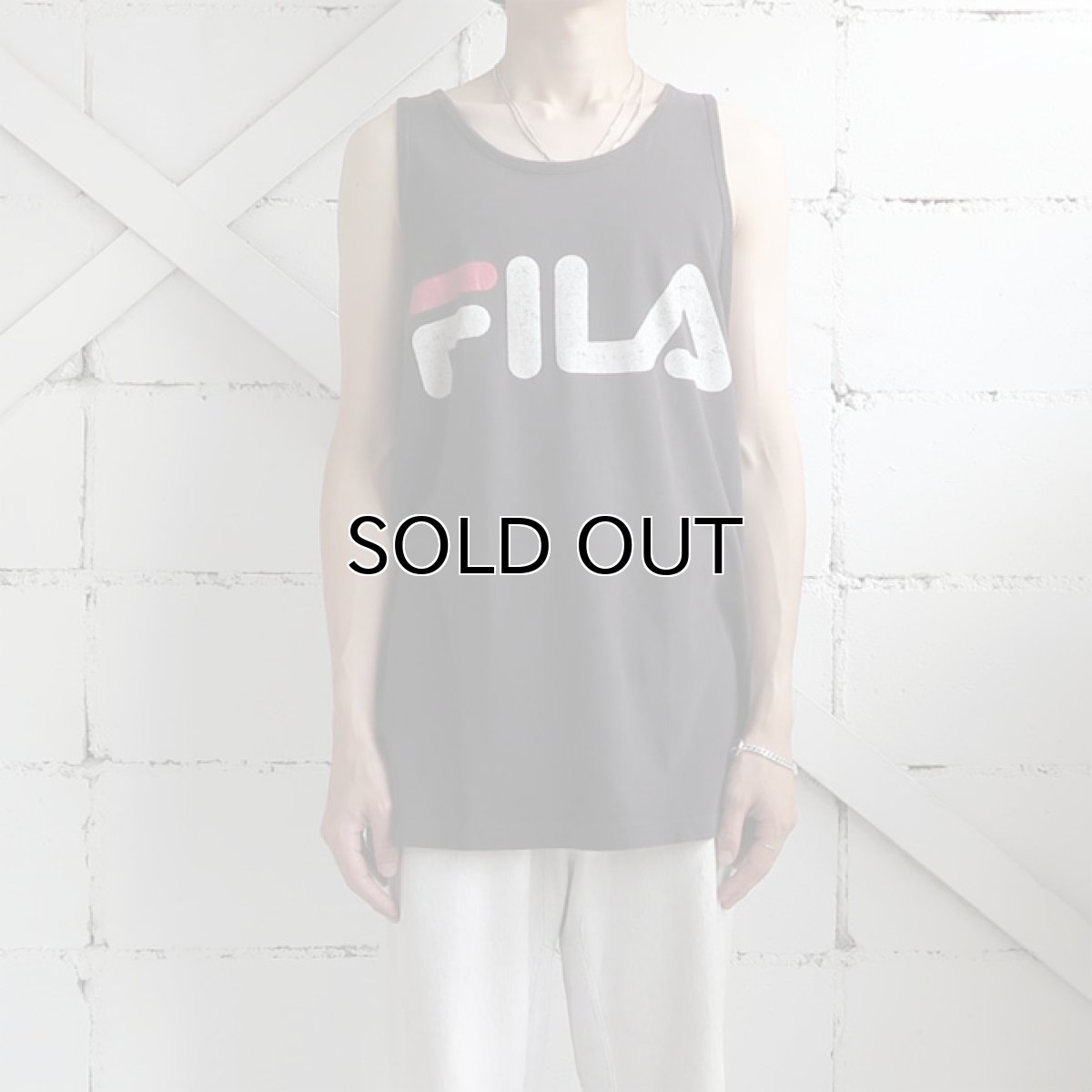画像2: 1990's "FILA" Logo Print Tank Top BLACK size L (2)