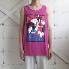 画像2: 1990's SIX FLAGS "LOONEY TUNES" Print Tank Top　PINK　size M-L (2)