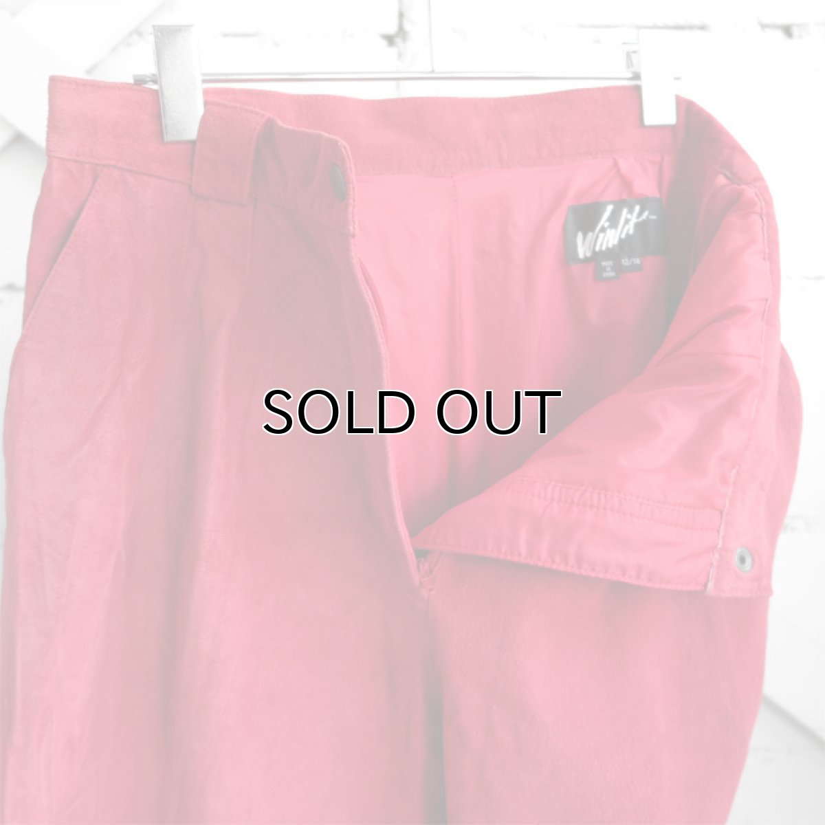 画像5: 1980-90's "WINLIT" Pig Suede Leather Tuck Shorts　RED　size W31INCH (5)