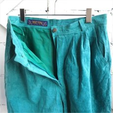 画像5: 1980-90's "DON'T STOP" Pig Suede Leather Tuck Shorts　TURQUOISE BLUE　size W31INCH (5)