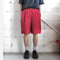 画像3: 1980-90's "WINLIT" Pig Suede Leather Tuck Shorts　RED　size W31INCH (3)
