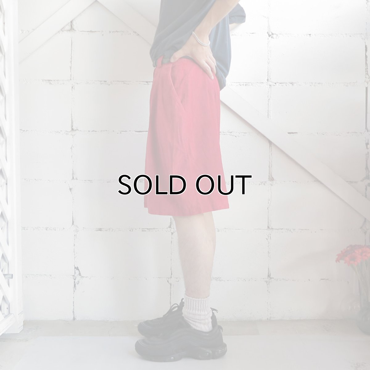 画像4: 1980-90's "WINLIT" Pig Suede Leather Tuck Shorts　RED　size W31INCH (4)