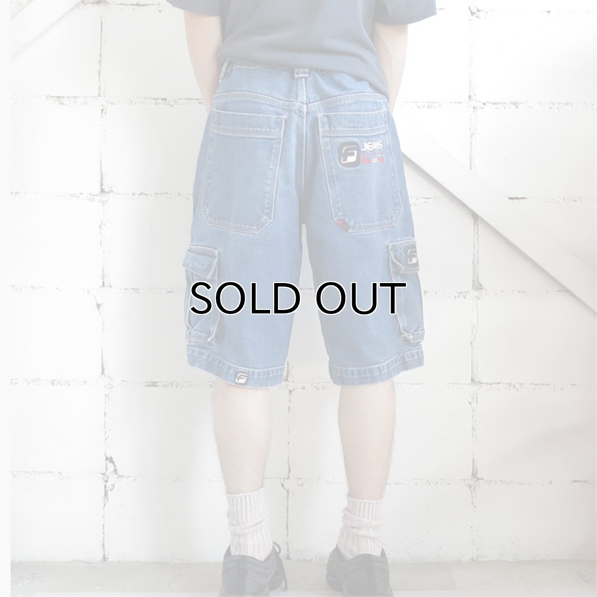 画像5: 1990's "FUBU JEANS" Baggy Fit Denim Cargo Shorts BLUE DENIM size W34INCH (5)