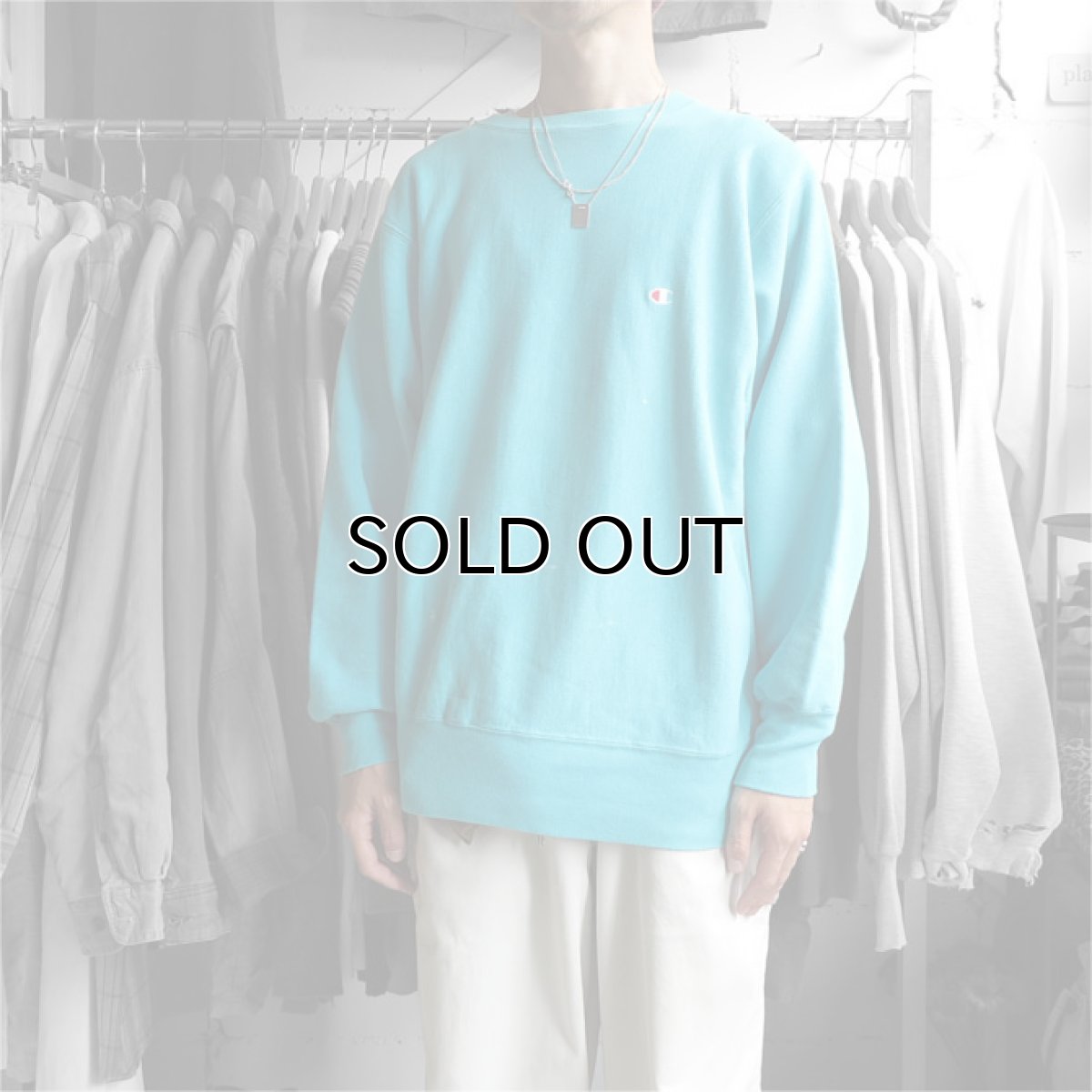 画像3: 1990's Champion "REVERSE WEAVE" Sweat Shirt Turquoise Blue size L (3)