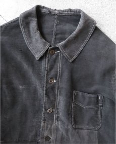 画像4: 1930's~ FRANCE  Black Moleskin Work Jacket　size L (4)