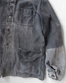 画像6: 1930's~ FRANCE  Black Moleskin Work Jacket　size L (6)