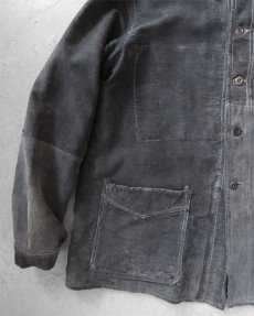 画像7: 1930's~ FRANCE  Black Moleskin Work Jacket　size L (7)