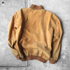 画像2: 1980's "Yves Saint Laurent" Nubuck Leather Pullover Jacket　LIGHT BROWN　size M-L (2)