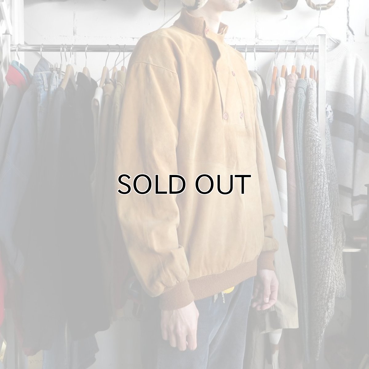 画像10: 1980's "Yves Saint Laurent" Nubuck Leather Pullover Jacket　LIGHT BROWN　size M-L (10)