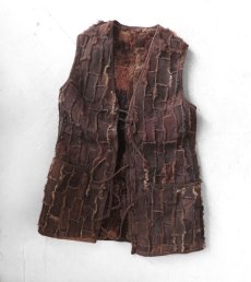 画像1: OLD EUROPE  Real Sheep Skin Mouton Patch Work Vest　BROWN　size M-L (1)