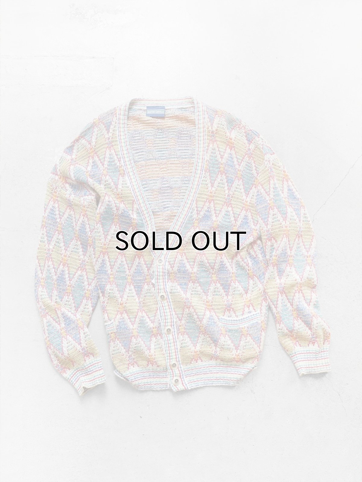 画像1: 1990's ITALY Cotton Jacquard Knit Cardigan　size XL (1)