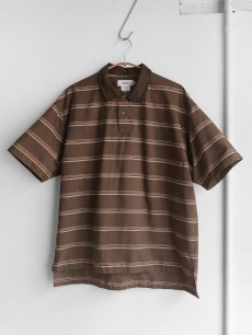 画像1: Riprap "POLO SHAPED SH S/S" -COTTON POPLIN STRIPE-　color DK BROWN/BROWN (1)