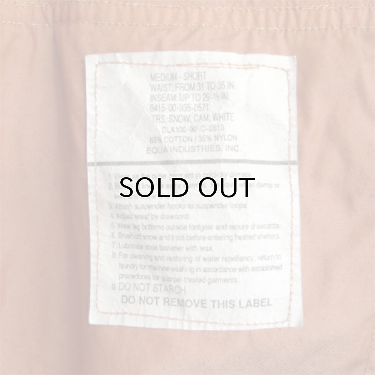 画像9: 1990's U.S. ARMY Snow Camouflage Over Trousers  -Over Dyed-　LIGHT BROWN　size MEDIUM-SHORT (9)