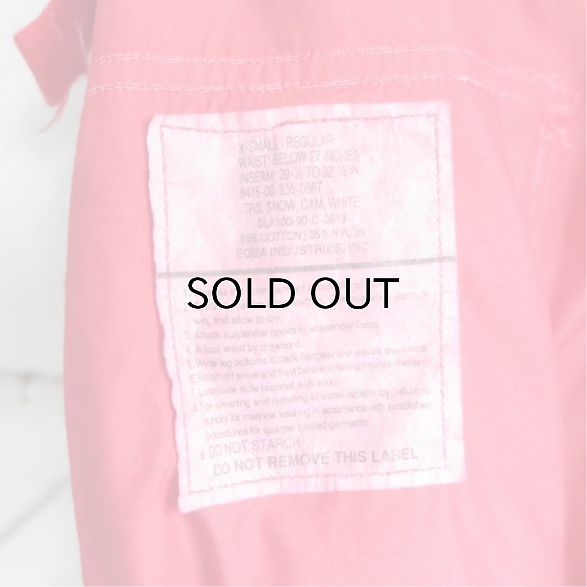 画像9: 1990's U.S. ARMY Snow Camouflage Over Trousers  -Over Dyed-　RED　size X-SMALL-REGULAR (9)