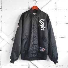 画像1: 1980's MLB "CHICAGO WHITE SOX" Nylon Satin Stadium Jacket　BLACK　size MEDIUM (1)