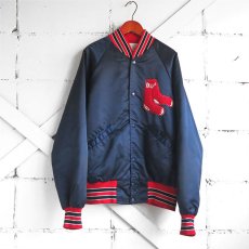 画像1: 1980's STARTER "BOSTON RED SOX" Nylon Satin Stadium Jacket　NAVY　size MEDIUM (1)