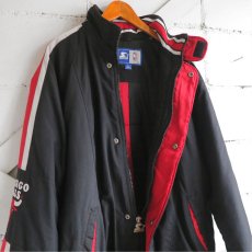 画像8: 1990's STARTER "CHICAGO BULLS" Nylon Paffer  Jacket　BLACK　size XL-XXL (8)