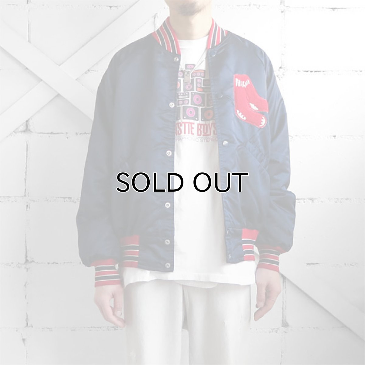 画像4: 1980's STARTER "BOSTON RED SOX" Nylon Satin Stadium Jacket　NAVY　size MEDIUM (4)