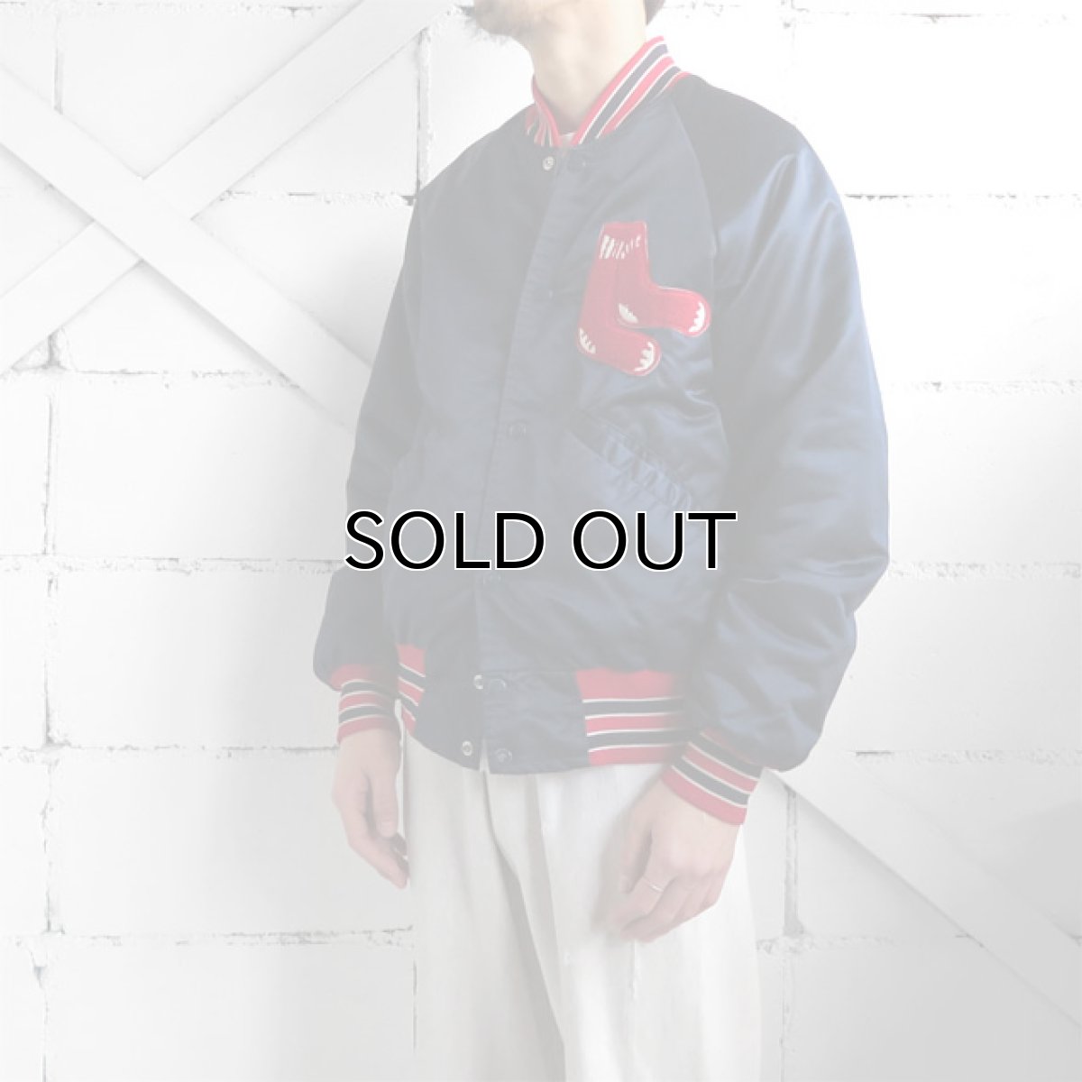 画像3: 1980's STARTER "BOSTON RED SOX" Nylon Satin Stadium Jacket　NAVY　size MEDIUM (3)