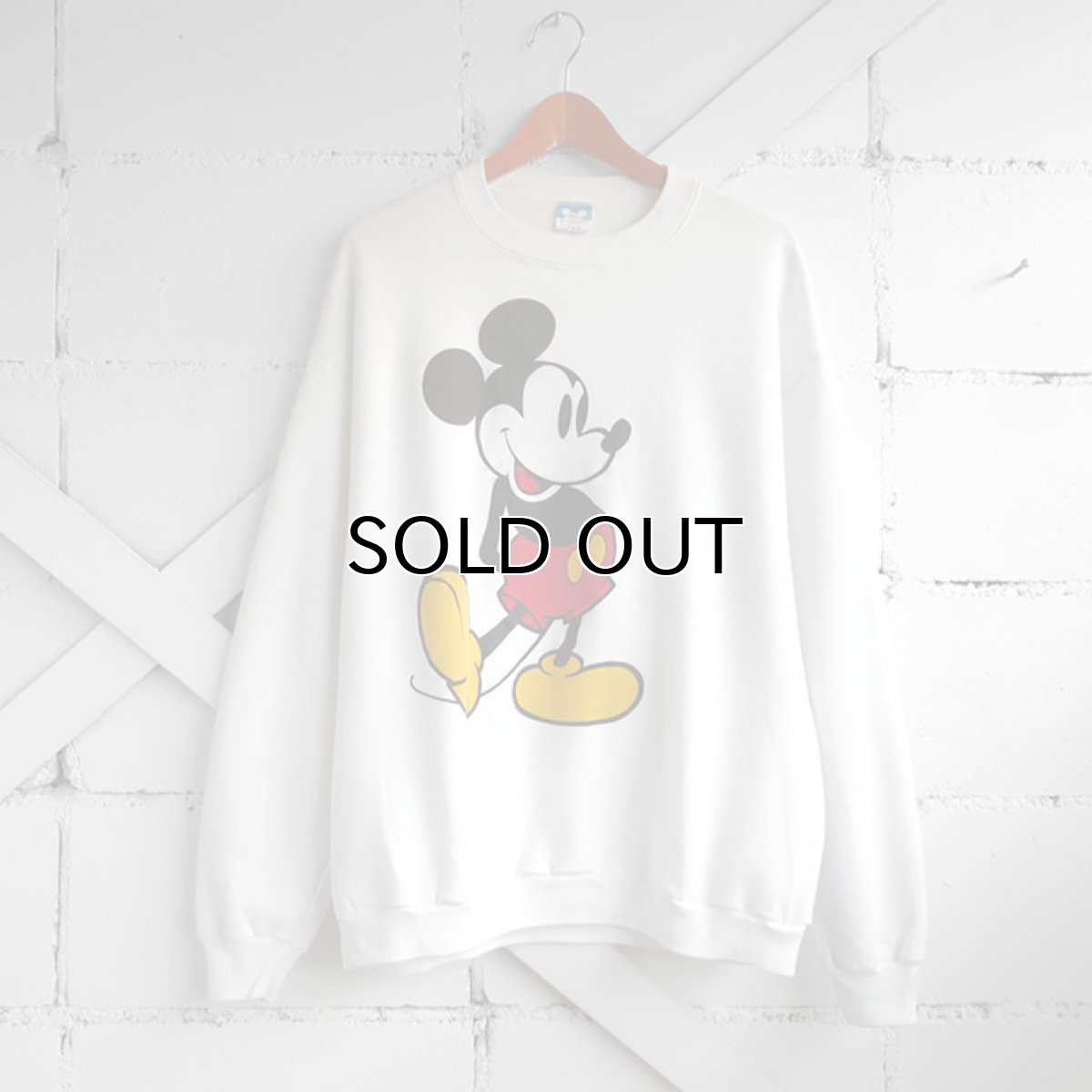 画像1: 1980's DISNEY "MICKEY MOUSE" Print  Sweat Shirt　WHITE　size L-XL (1)