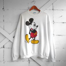 画像1: 1980's DISNEY "MICKEY MOUSE" Print  Sweat Shirt　WHITE　size L-XL (1)