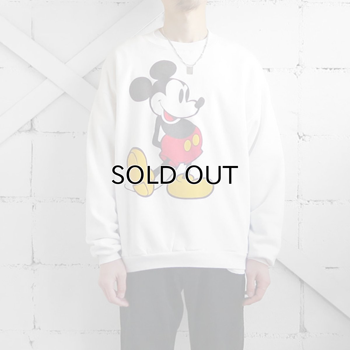 画像2: 1980's DISNEY "MICKEY MOUSE" Print  Sweat Shirt WHITE size L-XL (2)