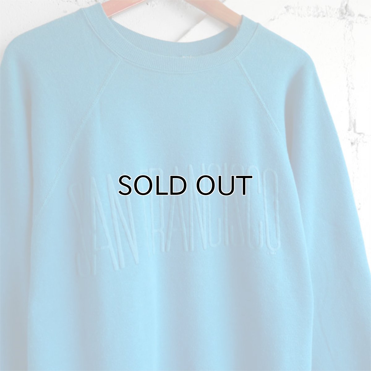 画像4: 1980's HANES "SAN FRANCISCO" Foam Print  Sweat Shirt TURQUOISE BLUE size L (4)