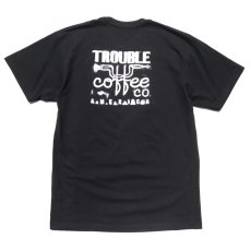 画像1: NEW "TROUBLE COFFEE" -SHOP LOGO- Back Print Pocket T-Shirt　BLACK　size L, XL (1)