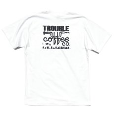 画像1: NEW "TROUBLE COFFEE" -SHOP LOGO- Back Print Pocket T-Shirt　WHITE　size L, XL (1)
