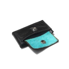 画像4: "JUTTA NEUMANN" Leather Wallet "Scotts Purse"  -MINIMAL SIZE-　color : BLACK / SKY BLUE (4)