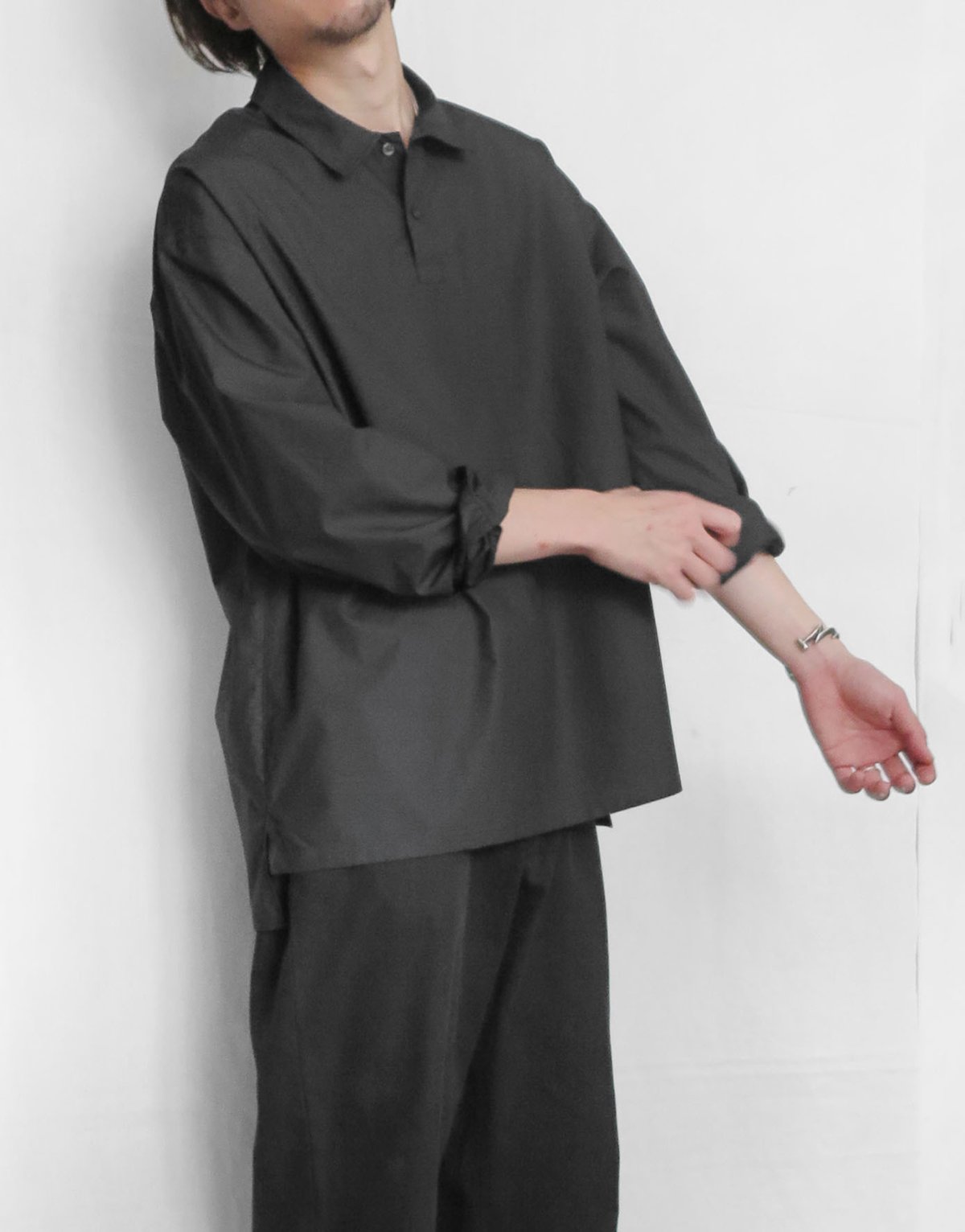 画像6: Riprap "POLO SHAPED SH L/S" -HIGH COUNT POPLIN-　color BLACK (6)