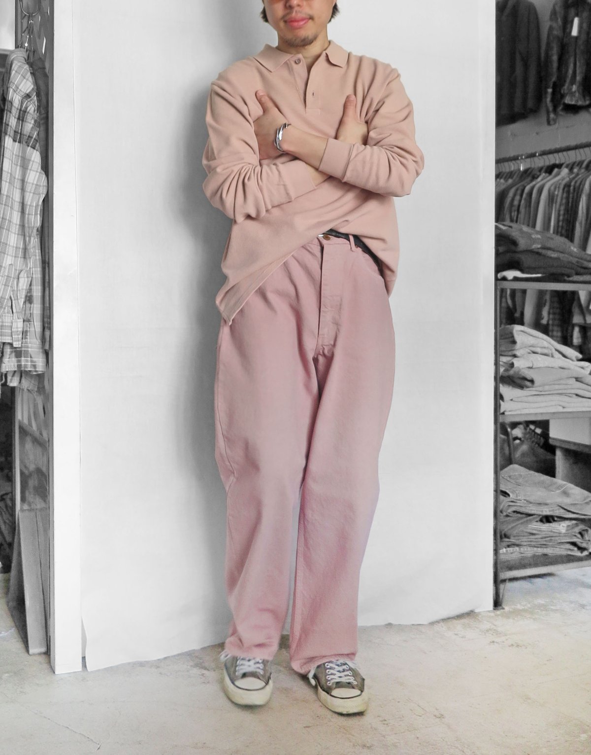 画像7: Riprap "GD COLOR JEANS" WIDE FIT -13.5oz DENIM-　color DUSTY PINK (7)