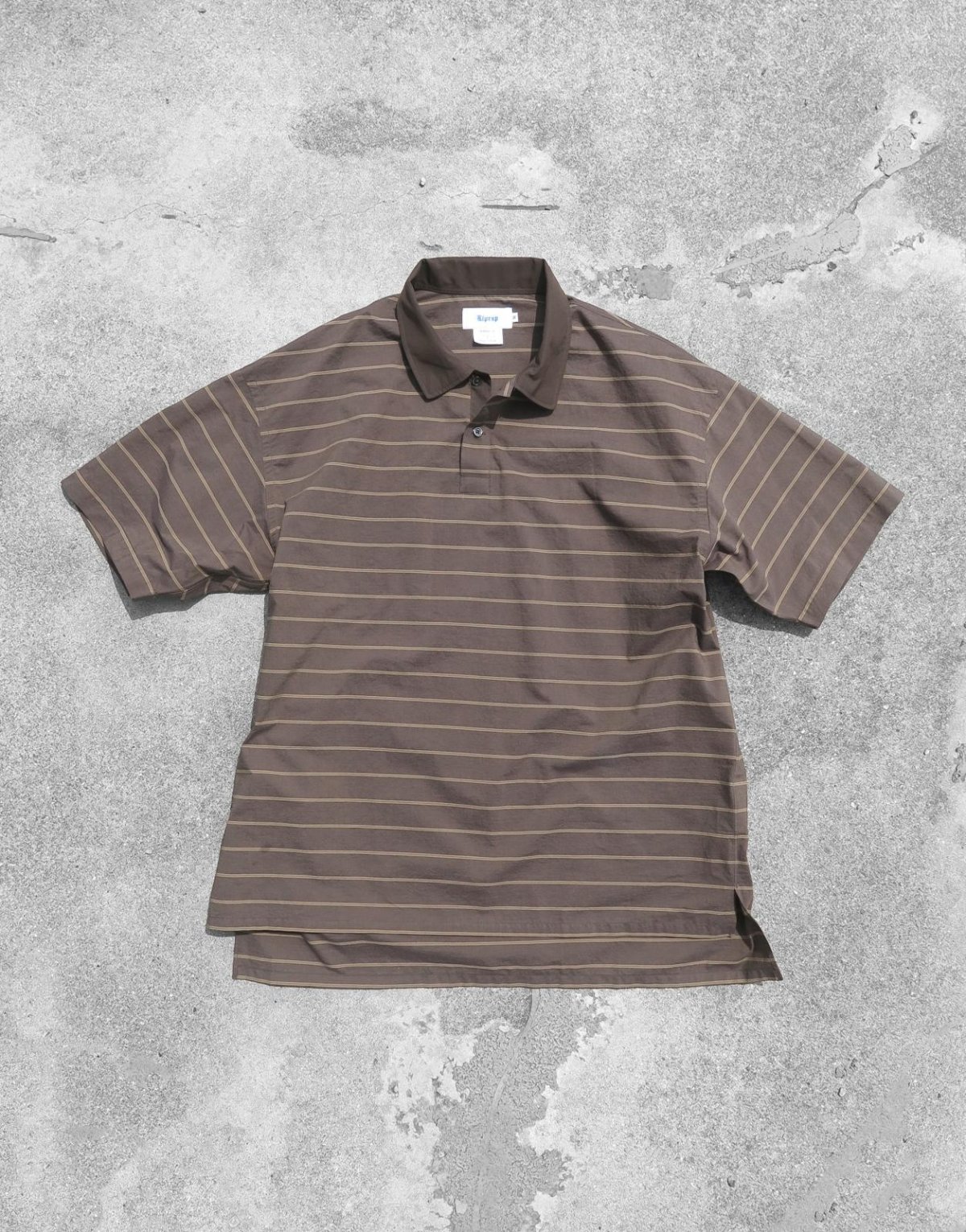画像1: Riprap "POLO SHAPED SH S/S" -TYPEWRITER BORDER-　color DARK BROWN/BROWN (1)
