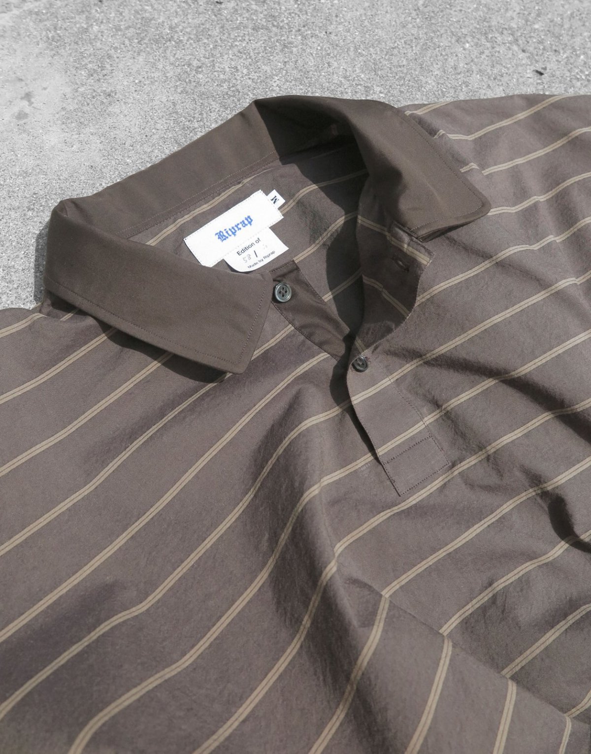 画像3: Riprap "POLO SHAPED SH S/S" -TYPEWRITER BORDER-　color DARK BROWN/BROWN (3)
