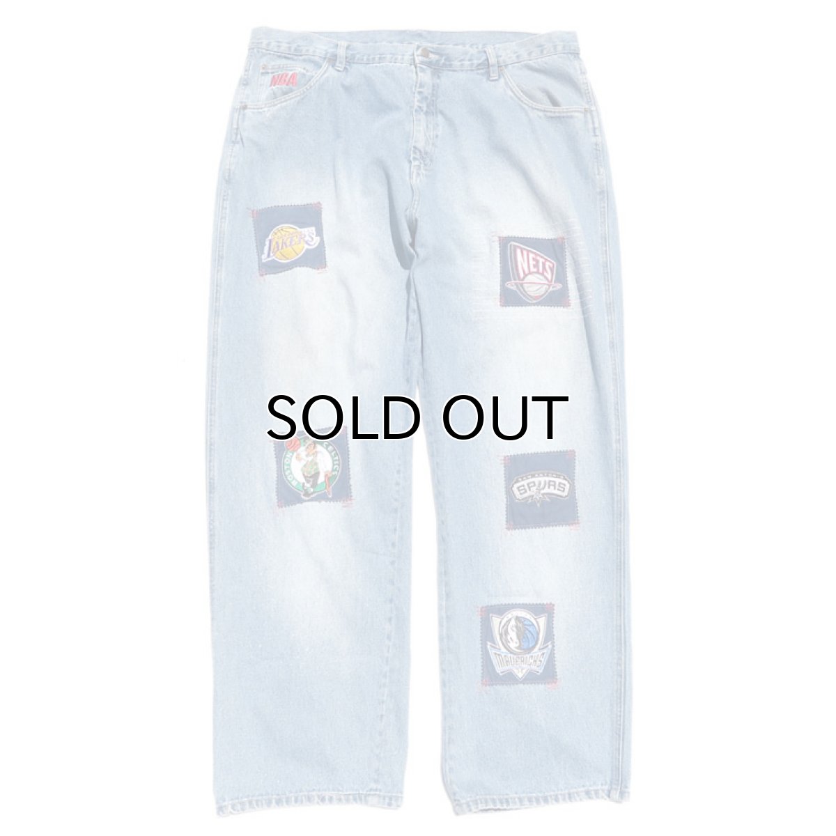 画像1: 1990's "unk" -NBA- Logo Patch Baggy Denim Pants　BLUE DENIM　size  W43INCH (1)